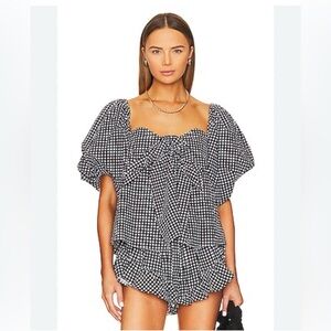 Caroline Constas Reyna Top in Black Gingham